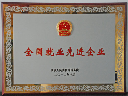 全国就业先进企业奖牌 问鼎娱乐app(中国)官网下载入口